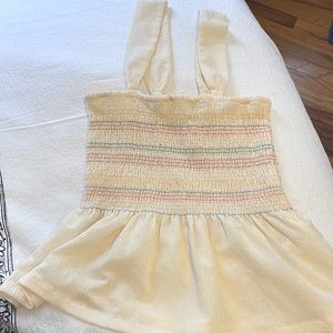 Madewell- Cream Peplum tank with multicolored thread